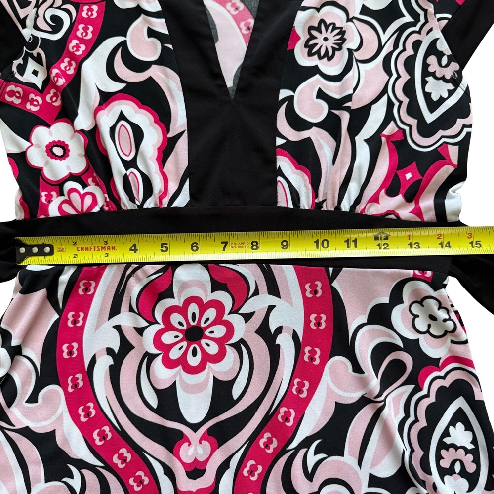 AB studio Women's Size S Black Pink White Floral Y2K Tie Back Babydoll dress - Picture 7 of 13
